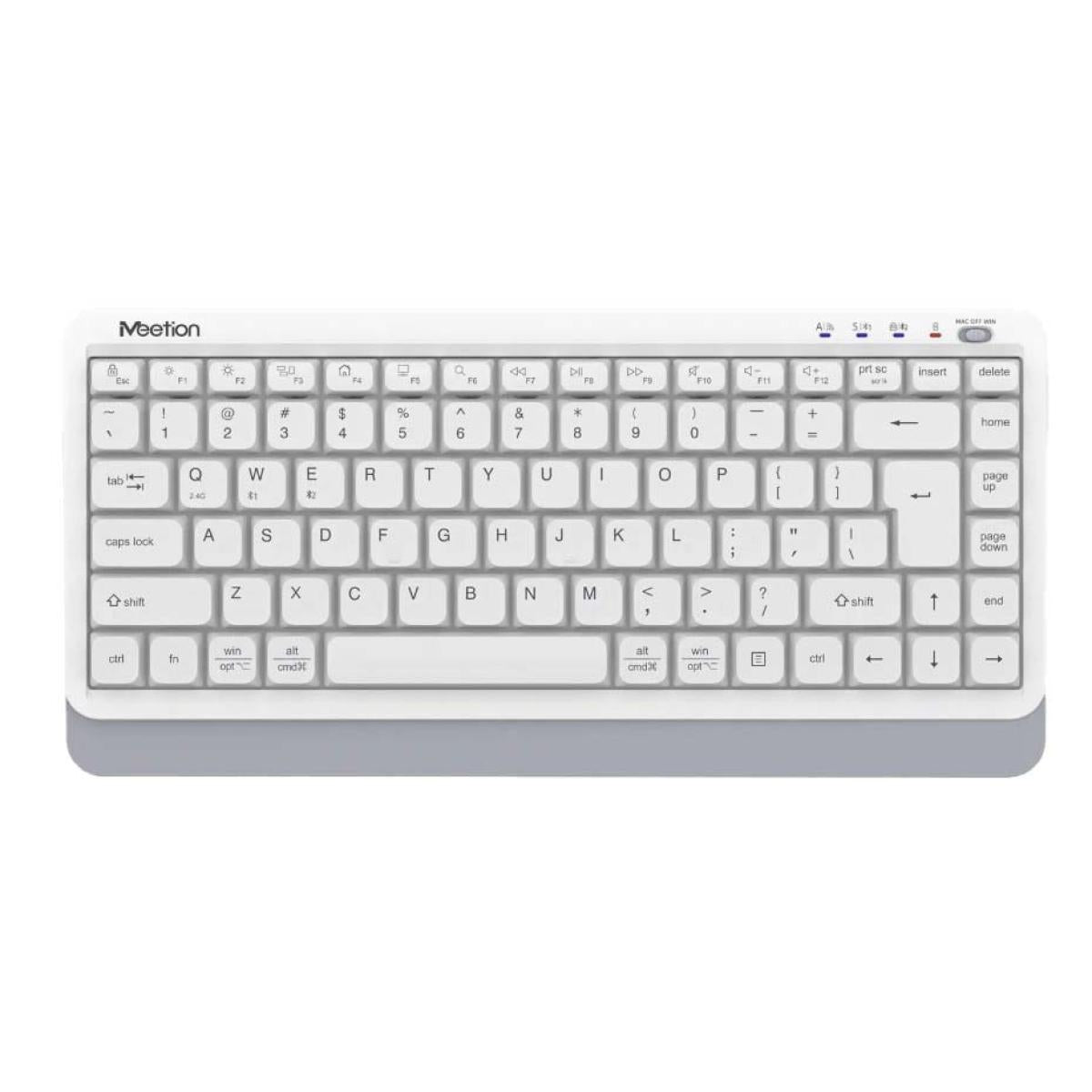 كيبورد ألعاب من Meetion موديل BTK500 WHITE – اتصال لاسلكي 2.4GHz وBluetooth
