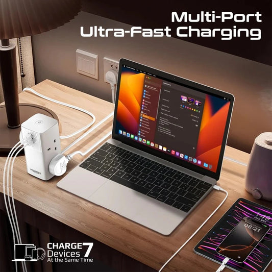 شاحن من Promate موديل PowerTower-70W مع 70W و30W وUSB-C - صورة 2