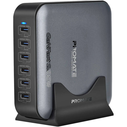 شاحن من Promate موديل PowerBase-GaN285 مع 285W و100W و65W - صورة 1