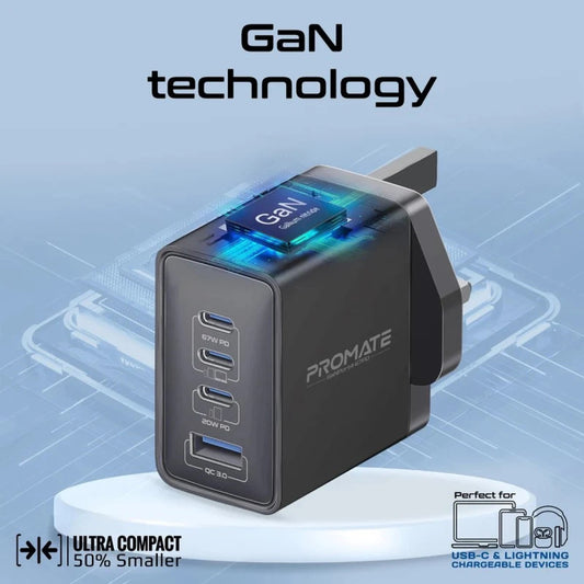 شاحن من Promate موديل GaNport4-67W مع 67W و20W و22.5W - صورة 2