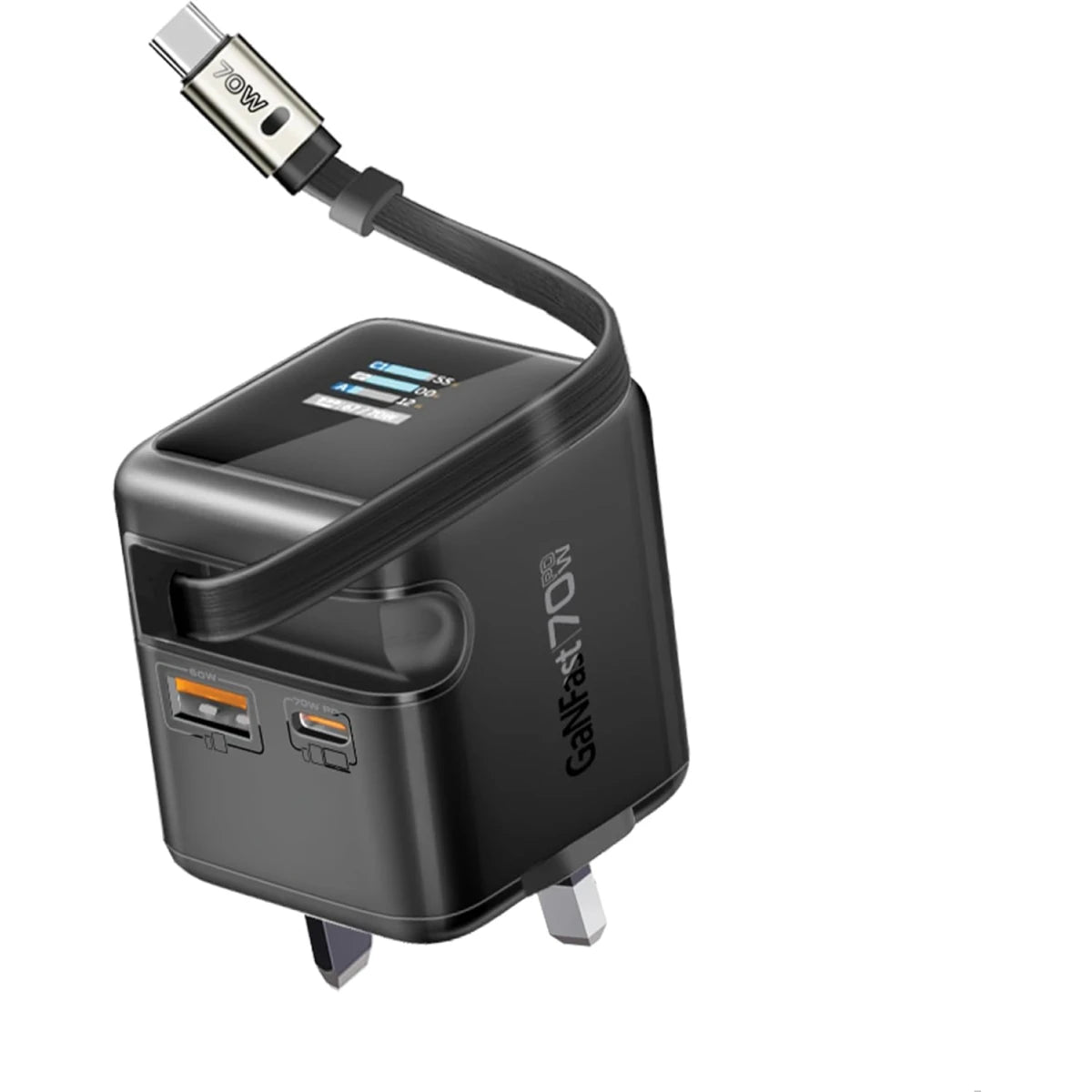 شاحن من Promate موديل Cubix-R70 مع 70W و60W و80cm - صورة 1