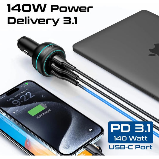 شاحن سيارة من Promate موديل POWERDRIVE-230 مع 230W و140W و45W - صورة 2