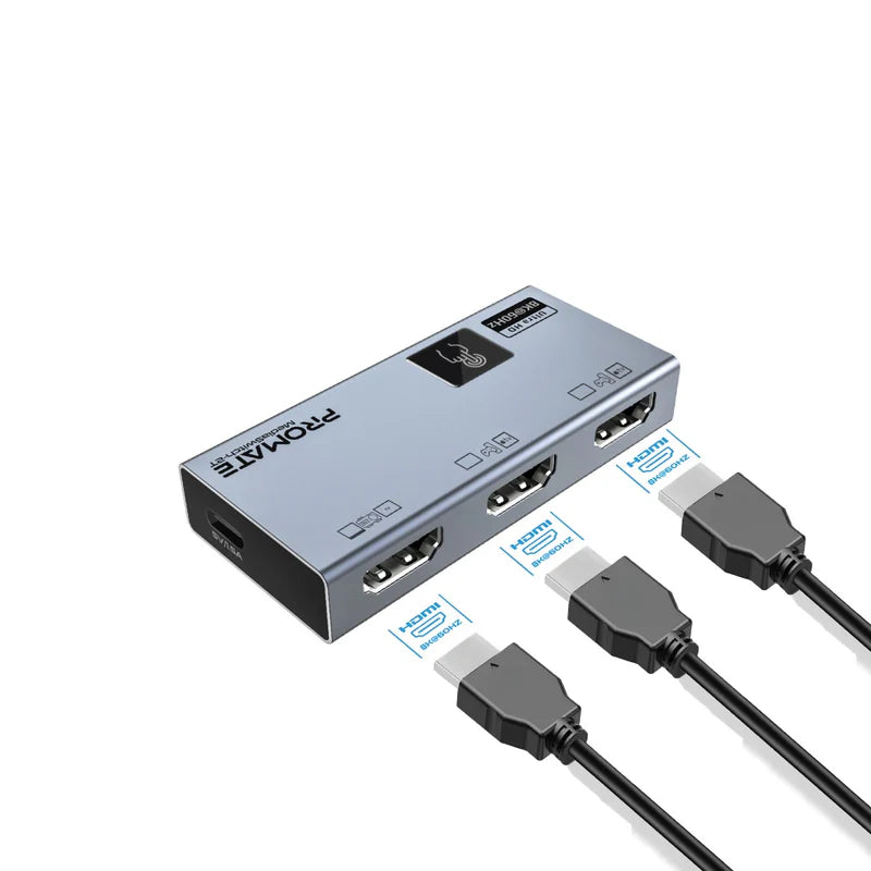 ملحق إلكتروني من Promate موديل MediaSwitch-2T مع USB-C و4K و8K - صورة 1