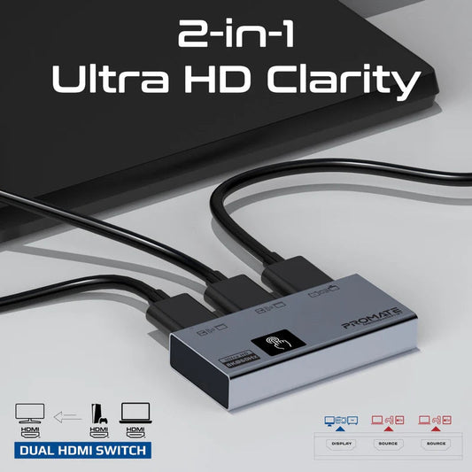 ملحق إلكتروني من Promate موديل MediaSwitch-2T مع USB-C و4K و8K - صورة 2
