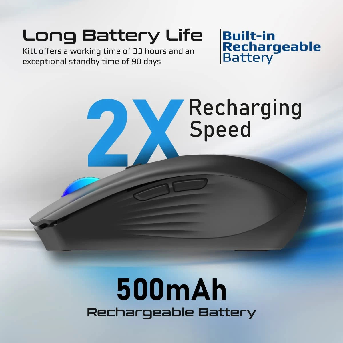 ماوس من Promate موديل Kitt مع 500mAh و10M و80CM لاسلكي - صورة 2