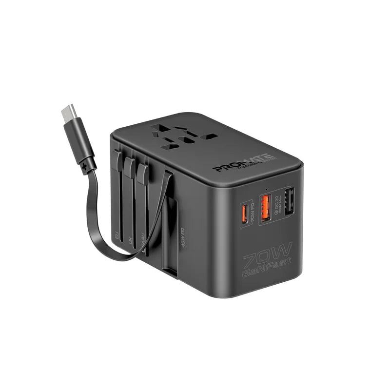 كيبل من Promate موديل TripMate-GaN70R مع 70W و45W و30W - صورة 1
