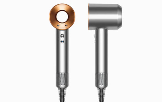 سشوار الشعر الاحترافي 5 بـ 1 بمحرك رقمي V9 وتحكم ذكي في الحرارة باللون النيكل والنحاسي ماركة Dyson