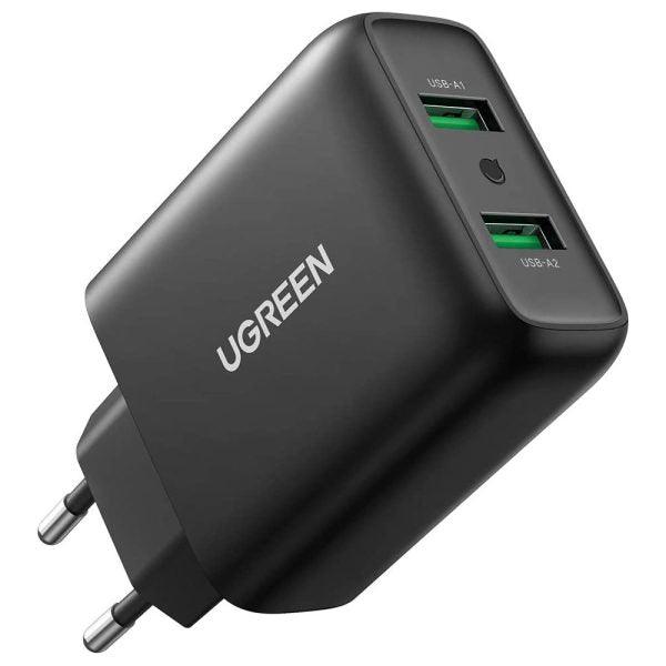 شاحن حائط UGREEN CD161 موديل 10216 بقدرة 36 واط ومنفذي USB