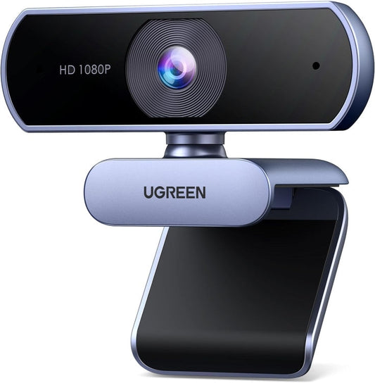 كاميرا ويب UGREEN CM678 بدقة 1080p مع ميكروفون بخلفية بيضاء