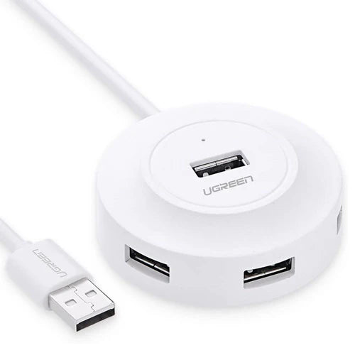 موزع USB 2.0 بأربعة منافذ وكيبل متر أبيض UGREEN 20270