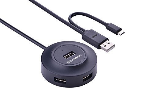 موزع USB 2.0 بأربعة منافذ وكيبل متر أسود UGREEN 20277