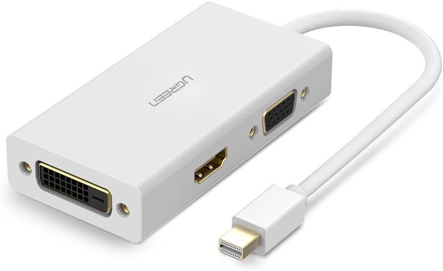 محول Mini DisplayPort إلى HDMI وVGA وDVI UGREEN 20417 أبيض
