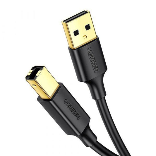كيبل طابعة USB-A إلى USB-B بطول متر UGREEN 20846 بخلفية بيضاء