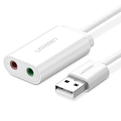 كرت صوت خارجي UGREEN 30143 USB مع مخرجي سماعة وميكروفون