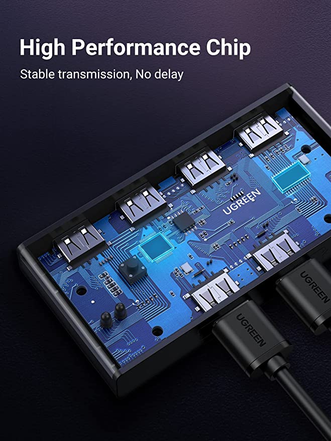 محوّل مشاركة USB 2.0 UGREEN لجهازين وأربعة ملحقات موديل 30767
