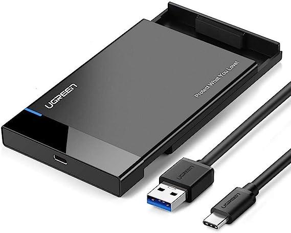 علبة قرص صلب 2.5 بوصة USB 3.0 UGREEN 30848 بخلفية بيضاء