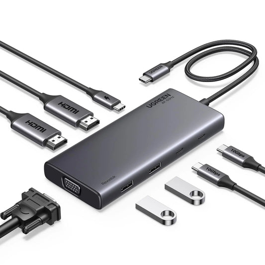 محطة USB-C ثمانية في واحد UGREEN 35588 بخلفية بيضاء