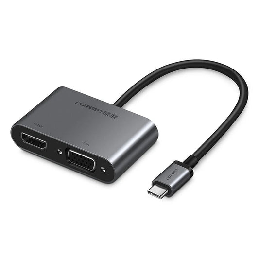 محول USB-C إلى HDMI وVGA مع شحن PD UGREEN 50505 بخلفية بيضاء