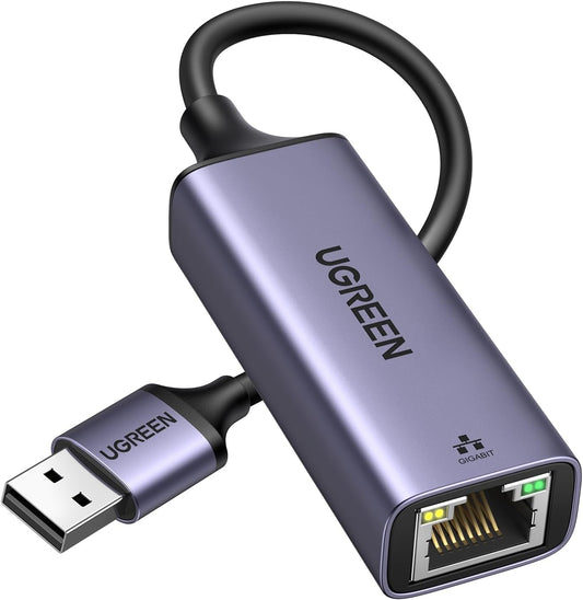 محول USB 3.0 إلى Gigabit Ethernet UGREEN 50922 بخلفية بيضاء