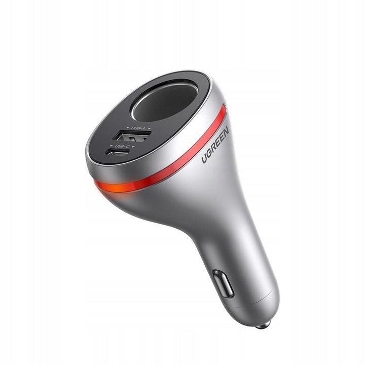 شاحن سيارة UGREEN 60712 بمنفذي USB ومقبس تمديد مع PD 20W