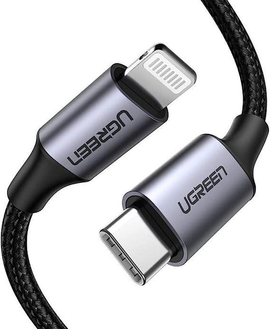 كيبل UGREEN USB-C إلى Lightning بطول 1 متر مضفر