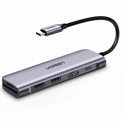 موزع UGREEN CM195 موديل 70411 USB-C مع HDMI وقارئ SD وMicroSD وشحن PD