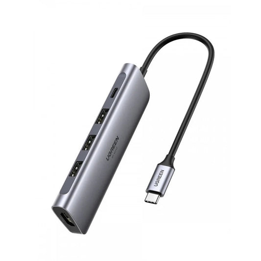 موزع UGREEN 70495 USB-C خمسة في واحد مع HDMI و3 منافذ USB وشحن PD