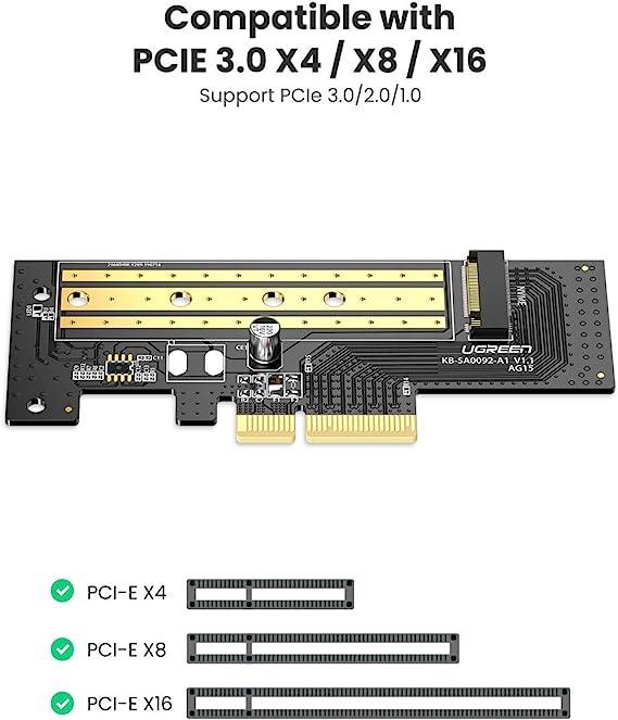 بطاقة توسعة UGREEN 70503 لأقراص M.2 NVMe وSATA إلى PCIe 3.0 x4