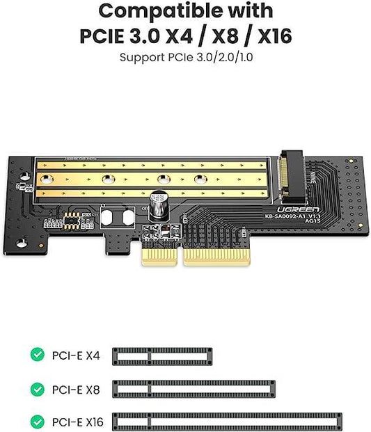 بطاقة توسعة UGREEN 70503 لأقراص M.2 NVMe وSATA إلى PCIe 3.0 x4