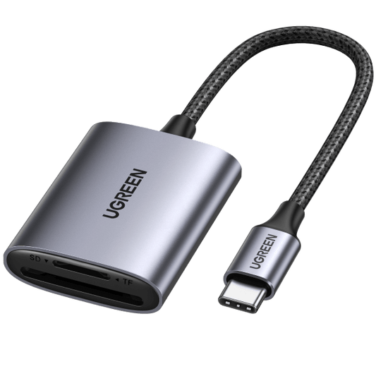 قارئ بطاقات UGREEN CM184 USB-C مزدوج SD وMicroSD موديل 50704
