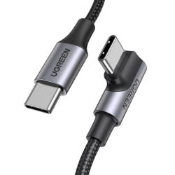 كيبل UGREEN US334 USB-C إلى USB-C بزاوية 90 درجة وقدرة 100 واط