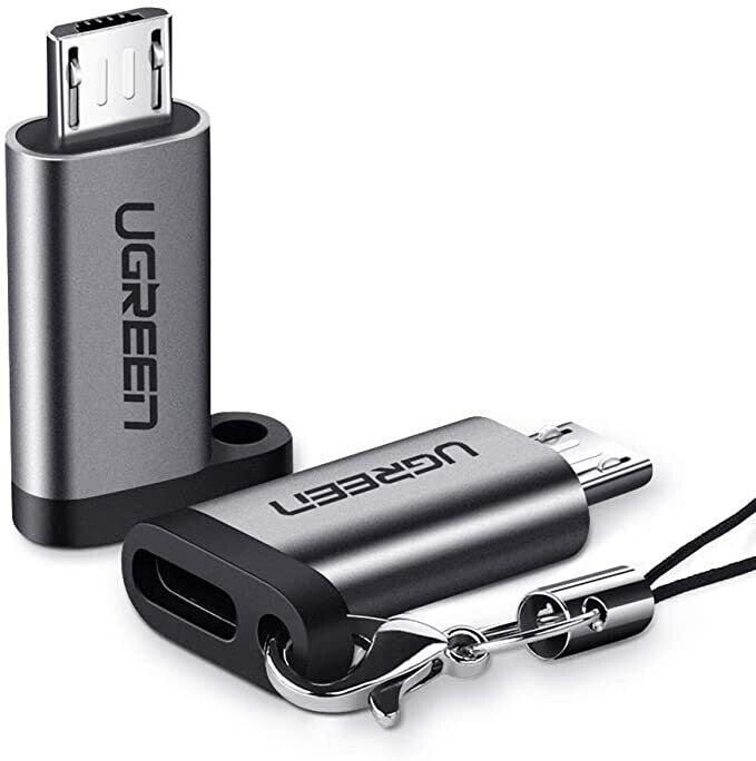 محول UGREEN USB-C أنثى إلى Micro USB ذكر باللون الرمادي