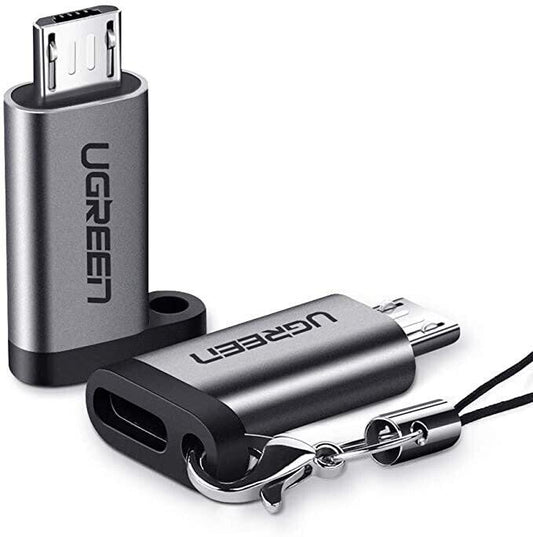 محول UGREEN USB-C أنثى إلى Micro USB ذكر باللون الرمادي