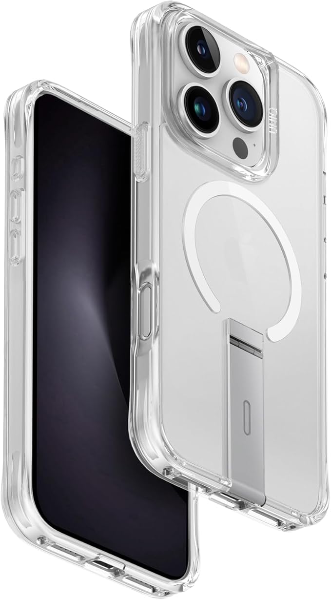 كفر حماية UNIQ HYBRID IPHONE 16 PRO (2024) 6.3 MAGCLICK CHARGING ELEVA WITH VERTICAL STAND - LUCENT (CLEAR) | حماية وتصميم أنيق