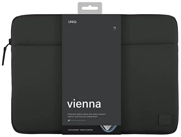 حافظة لابتوب UNIQ Vienna Protective RPET Fabric Laptop Sleeve 16 inch - Midnight Black | حماية وتصميم أنيق