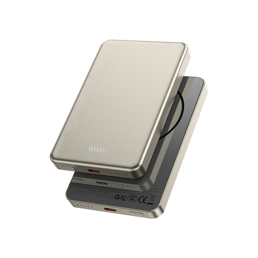 باور بانك من WIWU موديل P15-SILVER مع 15W و5000mAh لاسلكي